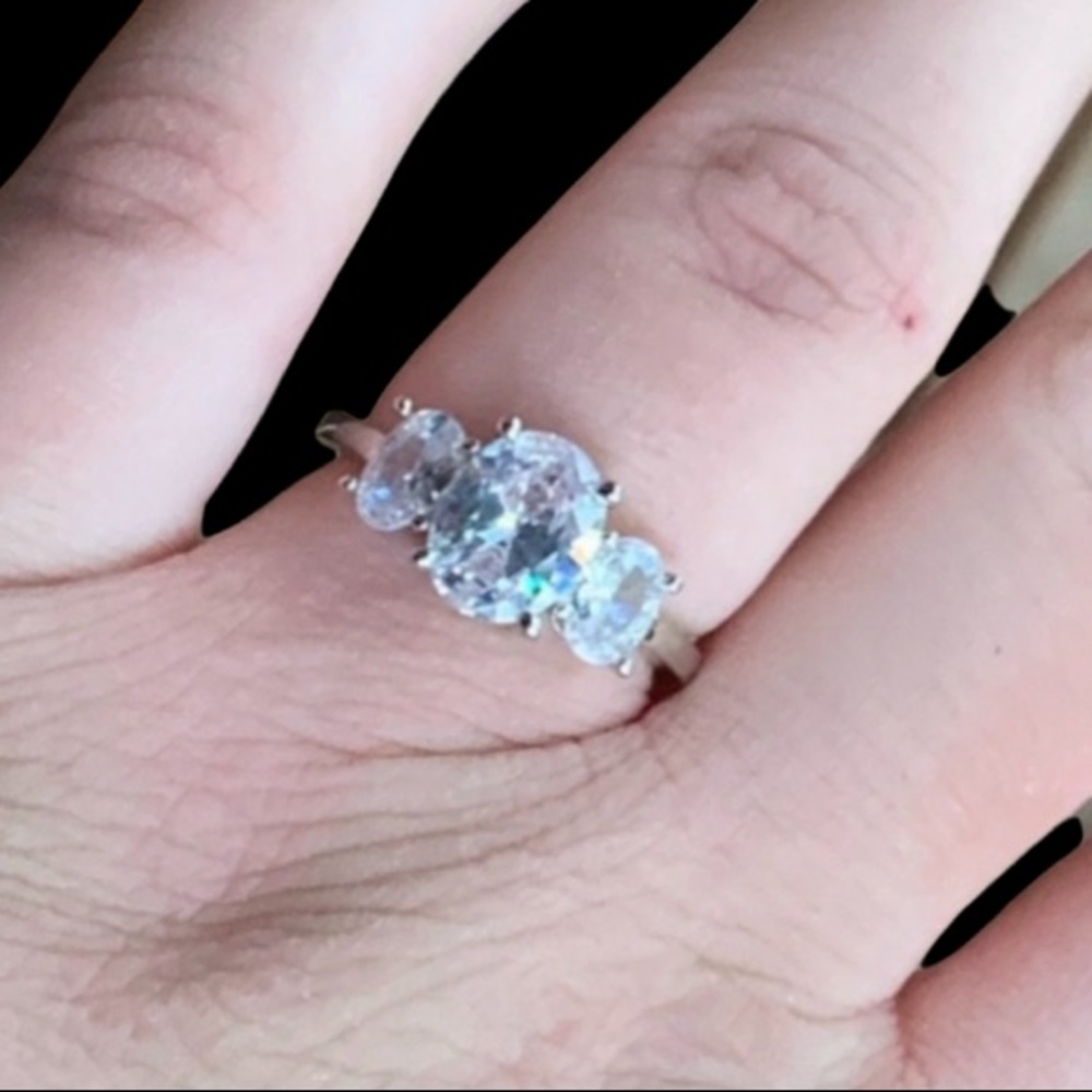 STERLING SILVER 3 OVAL STONE RING - Picture 6 of 10